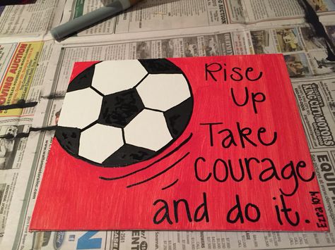 Soccer Canvas Painting Ideas, Soccer Paintings Easy, Soccer Poster Ideas For Team, Soccer Posters For Games, Soccer Canvas Painting, Soccer Poster Ideas For Friend, Soccer Game Posters Ideas, Soccer Poster Ideas, Soccer Paintings