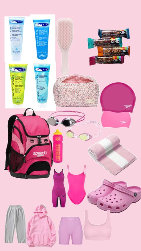 Swim Bag Essentials, Sporty Girl Aesthetic, Swimmers Life, Swim Bag, Swimming Classes, Swimming Quotes, Competitive Swimming, Swim Meet, Team Bags