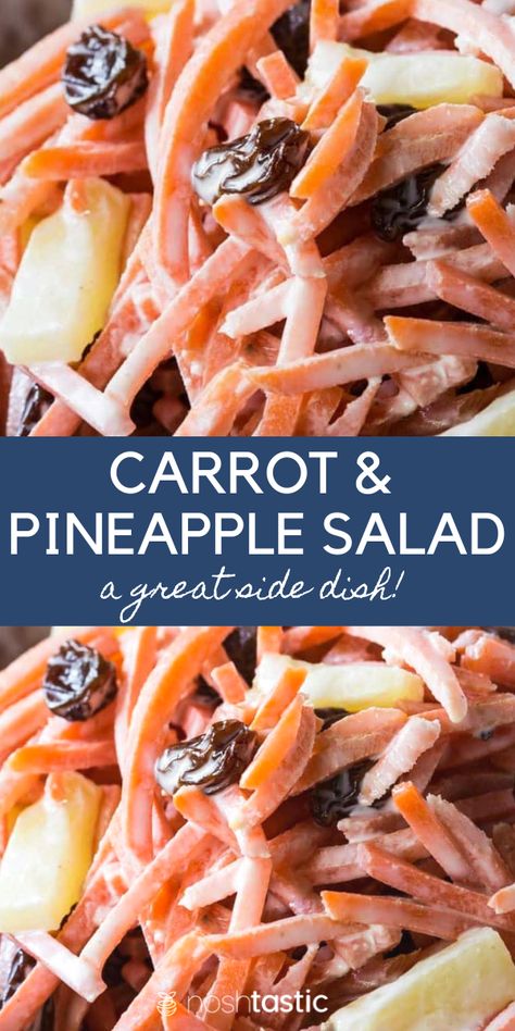 Carrot And Raisin Salad, Salad With Raisins, Carrot Recipes Side Dishes, Raisin Salad, Carrot Raisin Salad, Carrot Salad Recipes, Pineapple Salad, Fresh Salad Recipes, Salad Dishes