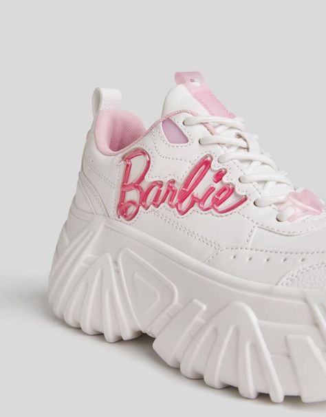 Bershka Sneakers, Barbie Logo, Platform Trainers, Pink Vinyl, Barbie Shoes, Aesthetic Shoes, Fabulous Shoes, Shoe Closet, Style And Grace