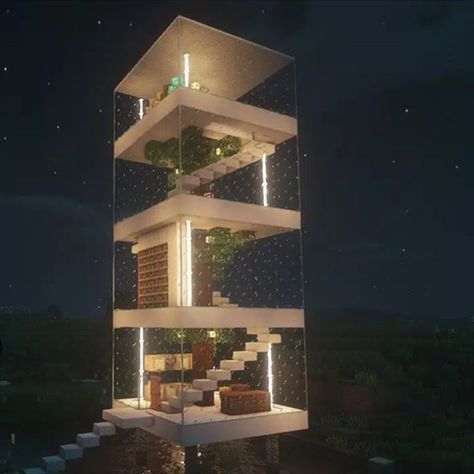 Minecraft Unique Houses, House For Minecraft, House Minecraft Ideas, Architecture House Plans, Modern Minecraft Houses, Modern Glass House, Case Minecraft, Rumah Minecraft Sederhana, Minecraft House Plans