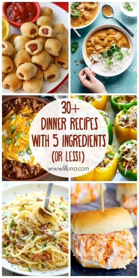 30+ 5 Ingredient (or less!) Dinner Recipes 5 Ingredients Or Less, 5 Ingredient Dinners, Fast Dinner Recipes, 5 Ingredient Recipes, Fast Dinners, Be Simple, Cheap Dinners, Idee Pasto Sano, 5 Ingredient