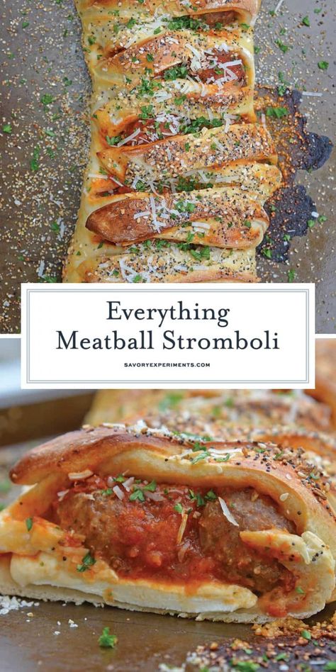 Meatball Stromboli Recipe, Meatball Stromboli, Meatball Pie, How To Make Stromboli, Stromboli Recipes, Meatballs Marinara, Homemade Calzone, Garbage Bread, Stromboli Recipe Easy