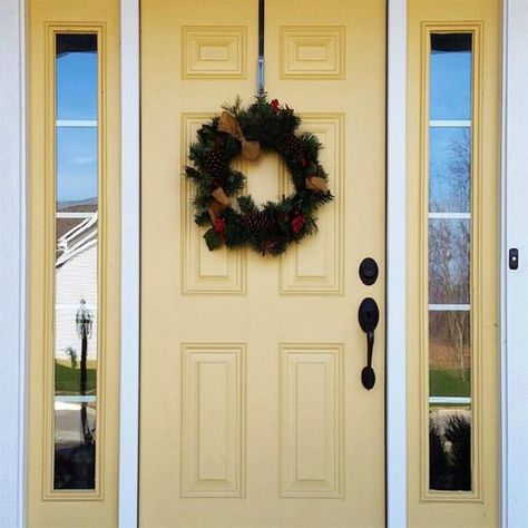 Yellow Paint Color, Yellow Front Door, Exterior Door Colors, Yellow Front Doors, Yellow Paint Colors, House Paint Color Combination, Front Door Paint Colors, Door Paint Colors, Yellow Paint