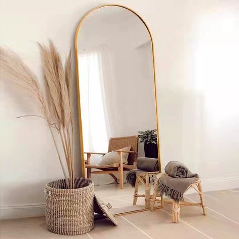 Diy Entry Table, Arched Full Length Mirror, Mirror Standing, Sleek Decor, Arched Mirror, Length Mirror, Full Length Mirror, Entry Table, Large Mirror