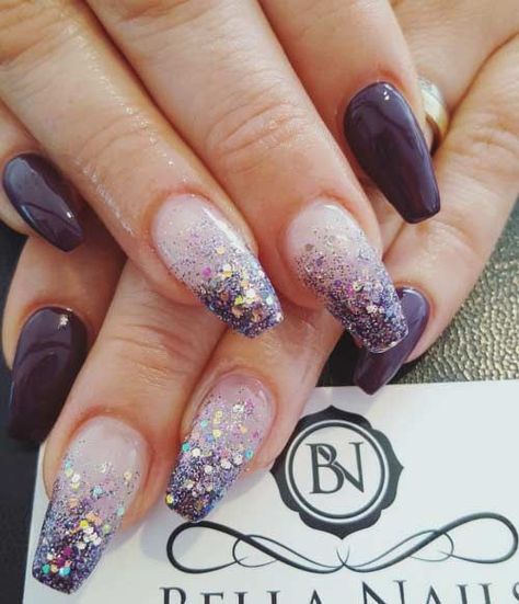 Unghie Nail Art, Nagellack Trends, Trendy Nail Art, Nail Designs Glitter, Gel Nail Designs, Coffin Nails Designs, Purple Glitter, Nail Shapes, Art Tutorial