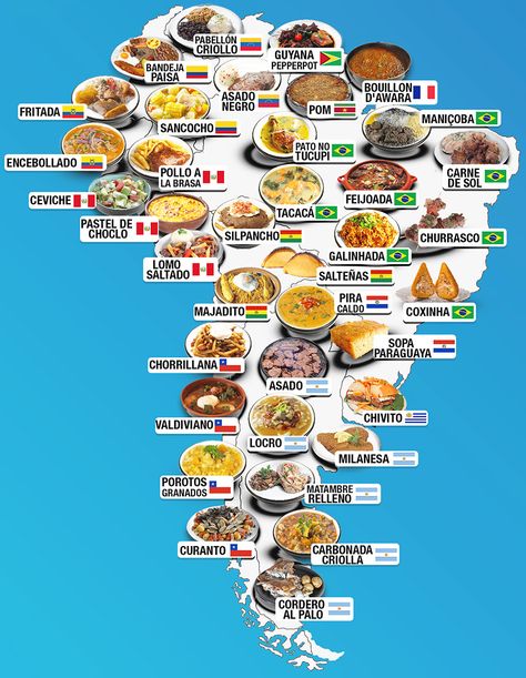 30 Maps Reveal The Tastiest Dishes Around The World Food From Different Countries, Food Map, Around The World Food, America Food, Regional Food, Spanish Speaking Countries, American Dishes, Spanish Food, American Food