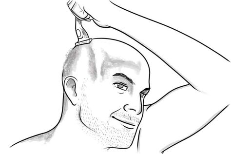 7 Things About Shaving Your Head (And When It's Time) Bald Head Man, Shaving Your Head, Beard Straightening, Shaving Tips, Shave My Head, Drawing Heads, Bald Men, Bald Heads, Shaved Head