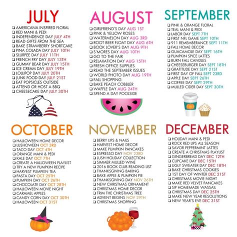 Fun Monthly Challenge, Themes For Each Month Of The Year, July Goals List, May Monthly Challenge, Seasonal Bucket List Ideas, Things To Add To Your Calendar, Things To Plan Each Month, August Goals List, Monthly Bucket List Ideas