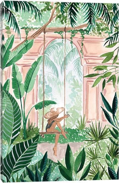 Canvas Wall Art by Sabina Fenn | iCanvas Sabina Fenn, Jungle Art, Arte Inspo, Lukisan Cat Air, In The Jungle, Tropical Art, Painting Art Projects, Painting Inspiration, Art Inspo