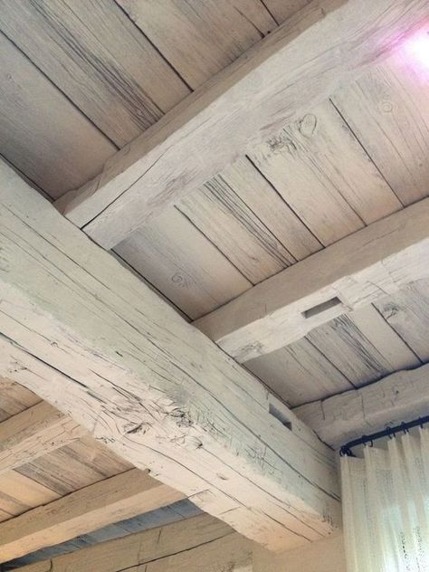 Lime wash: White Wash Cottage Interior, White Painted Wood Ceiling Exposed Beams, Driftwood Beams Ceiling, Whitewashed Wood Ceiling, White Wash And Stain Wood, Painted Timber Ceiling, White Wash Wood Ceiling, Whitewash Wood Ceiling, Whitewashed Beams