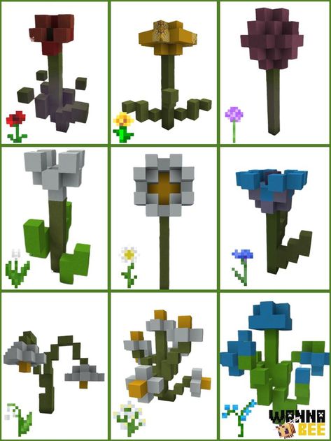 Add enchanting and intriguging botanicals to your minecraft worlds with these giant versions of minecraft flowers! #minecraftbuild #minecraftflowers #minecraftbigflowers #minecraftlargeflowers #minecraftdetails #minecraftcustomtree #cottagecoreminecraft #faecore #fairycore Garden Builds Minecraft, Funny Things To Build Minecraft, Minecraft Potted Plant Ideas, Themes For Minecraft Worlds, Minecraft Flower Truck, Minecraft Flower Archway, Minecraft Fairy House Interior, Flower Builds Minecraft, Fairy House Minecraft Tutorial