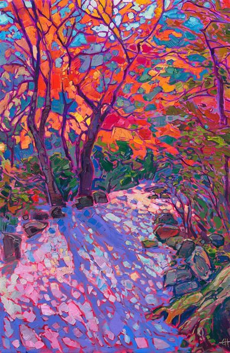 Erin Hanson, Contemporary Impressionism, Landscape Art Painting, Fall Watercolor, Colorful Trees, Impressionism Art, Kyoto Japan, Colorful Landscape, Large Painting