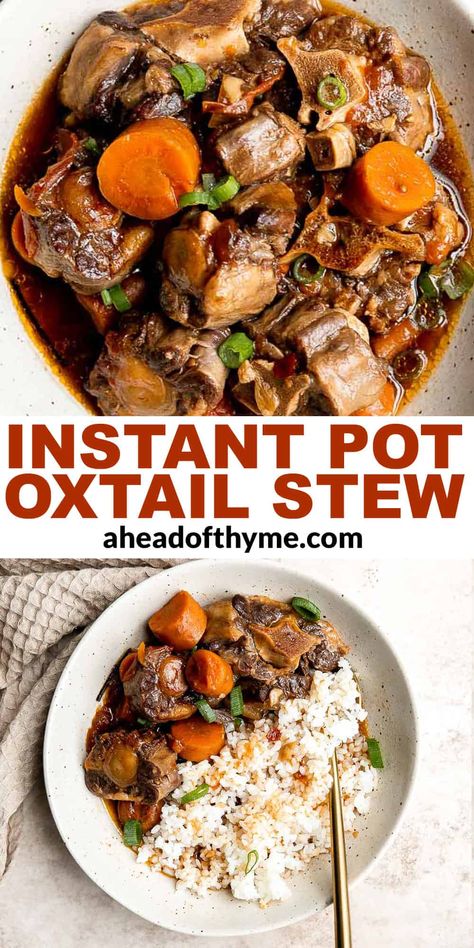 Oxtail Slow Cooker, Asian Stew, Pressure Cooker Oxtail, Oxtail Stew Recipe, Beef Oxtail, Classic Pot Roast, Oxtail Stew, Oxtail Recipes, Thyme Recipes