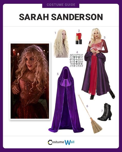 Sarah Sanderson Costume Sarah Sanderson Hocus Pocus, Costume Blonde, Sarah Sanderson Costume, Soft Broom, Got Costumes, Blonde Curly Wig, Sarah Sanderson, Corset Style Dresses, Costume Guide