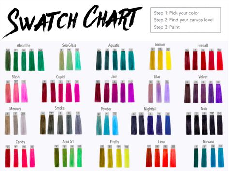 Pulp Riot Swatch Chart Balayage, Hair Color Swatches, Pulp Riot Hair Color, Pulp Riot Hair, Vivid Hair Color, Hair Color Formulas, Hair Color Chart, Pulp Riot, Step By Step Hairstyles