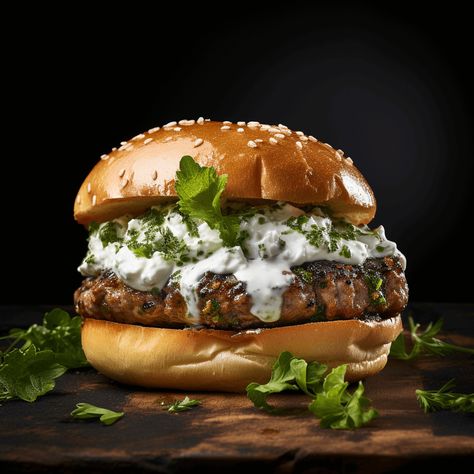 Napa Home Chef | Elevate burger night with St. Helena Lamb Burger, Feta & Mint Yogurt Sauce. A farm-to-table delight blending Napa's culinary charm. Savor Napa, Bite by Bite. Lamb Burgers With Feta, Lamb Burger Recipe, Lamb Burger Recipes, Chef Ramsey, Lamb Patties, Mint Yogurt Sauce, Fennel Slaw, Lamb Burger, Big Burger