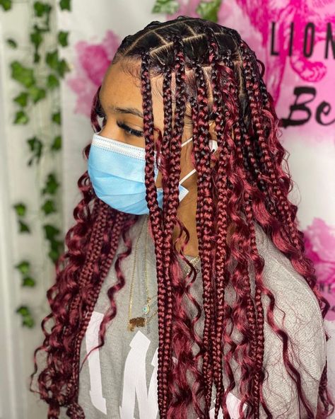 Red Box Braids, Colored Braids, Box Braids Hairstyles For Black Women, Cute Box Braids Hairstyles, Box Braids Styling, Braids With Curls, Girls Hairstyles Braids, Beautiful Braids, Girls Braids