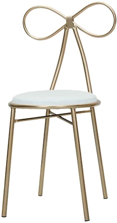 JHSLXD Dressing Table Makeup Chair Nordic Style Iron Art Dining Chair Gold Lounge Chair Metal Armchair Individual Reading Chair Girl Nail Stool Decoration Furniture,White Bow Chair, Gold Lounge, Stool Bedroom, Beauty Chair, Table Makeup, Double Chaise Lounge, Dressing Chair, Bedroom Redesign, Metal Armchair