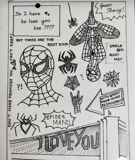 Spiderman Sketches, Image Dbz, Spiderman Drawing, Spiderman Art Sketch, Hand Doodles, Collage Drawing, Marvel Drawings, Meaningful Drawings, Sweet Revenge