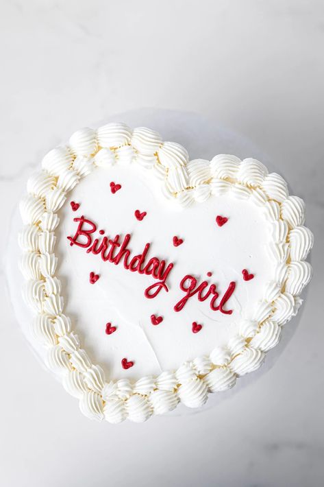 White Red Velvet Cake, Heart Cake 19 Birthday, Birthday Cake With Hearts On It, 21 Heart Birthday Cake, 23 Heart Cake, White Love Heart Cake, Girly Heart Cake, 30th Heart Cake, Cake Decorating Heart