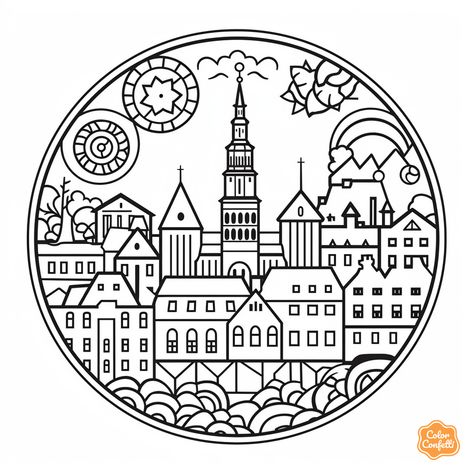 illustration of Poland coloring page for kids Russia Coloring Pages, Spain Coloring Pages, Poland Coloring Pages, Poland Drawing, Town Coloring Pages, Free Kids, Free Coloring Pages, Free Coloring, Coloring Sheets