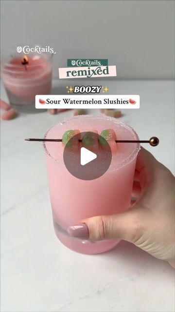 Watermelon Sour Patch, Watermelon Slushie, Pink Food, Pink Food Coloring, Frozen Cocktails, Infused Vodka, Sour Patch Kids, Sour Patch, Slushies