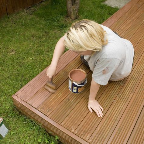 The Best Deck Paint Options for DIYers: Buyer's Guide - Bob Vila Paint Composite Decking, Painting Composite Decking, Deck Paint Colors, Pool Decorations, Decks Around Pools, Outdoor Deck Decorating, Deck Cleaner, Deck Restoration, Railing Designs