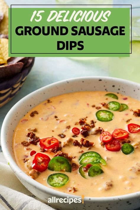 Dips With Italian Sausage, Ground Sausage Dip Recipes, Appetizers With Ground Sausage, Ground Sausage Dip, Pork Sausage Appetizers, Ground Sausage Appetizers, Sausage Dip Recipes, Dips Cream Cheese, Sausage Dips