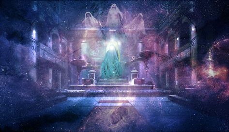 Eru/Iluvatar in his timeless palace with the spirits of the Ainur: Manwe, Varda and Melkor. Eru Iluvatar, Middle Earth Books, Middle Earth Art, Tolkien Art, Jrr Tolkien, Middle Earth, Lord Of The Rings, Tolkien, The Hobbit