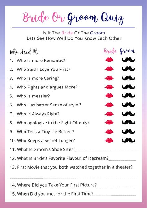 Games to play with bride groom, couples game Date Night Ideas Shower Game, Bride And Groom Games, Wedding Treasure Hunt, Date Night Questions, Engagement Party Diy, Couples Game Night, Couple Game, Couple Shower Games, Engagement Games