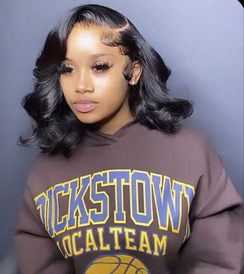 Short Body Wave Wigs For Black Women, Short Curled Lace Front Wigs, Curly Bob Lace Front Wig Side Part, 16 Inch Wig With Curls, Cute Prom Hairstyles For Black Women, Cute Short Frontal Hairstyles, Short Bundles Hairstyles Black Women, Side Part Frontal Wig With Curls Short, Short Frontal Hairstyles For Black Women