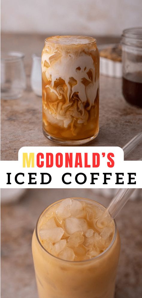 This easy Mcdonald's iced coffee recipe is a delicious copycat recipe to your favorite coffee from Mcdonald's. Mcdonalds Iced Coffee Recipe, Decaf Iced Coffee Recipes, French Vanilla Iced Coffee Recipe, Mcdonald's Iced Coffee, Mcdonalds Iced Coffee, Caramel Frappe Recipe, Vanilla Iced Coffee Recipe, Diy Iced Coffee, Iced Mocha Coffee