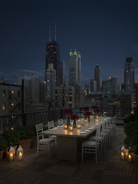 The Public Hotel in Chicago ~ rooftop terrace, 17th floor | I'm gonna hold the party of my dreams there very soon Rooftop Dining, Photo New York, Public Hotel, Chicago Hotels, Chi Town, My Kind Of Town, The Windy City, Downtown Chicago, Long Table