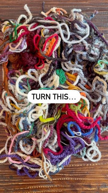 Making Yarn From Fabric, Yarn Stash Buster Ideas, Fancy Yarn Projects, Knit Collage Yarn Projects, Embroidery Yarn Crafts, Yarn Ends Projects, Tube Knitting Projects, Yarn Loom Projects, What To Do With Yarn Scraps