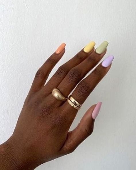 Pastel rainbow 🌈 #brownhands #nailsofinstagram #nailart #naildesign #happyhands #manicure #selfcare #chocolateskin #fingernails #nails… | Instagram Pastel, Gradient Nails, Yellow Gradient Nails, Pansexual Nails, Rainbow Pastel Nails, Pastel Rainbow Nails, Overlay Nails, Acrylic Overlay, Rainbow Nails