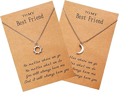 Best Friend Necklace for 2, Sun and Moon Matching Friendship Necklace Jewelry Gifts for BFF Sisters Girls Sun And Moon Matching, Sister Necklaces For 2, Sisters Necklace, Sun And Moon Necklace, Best Friend Necklace, Women's Necklace, Friendship Necklace, Sister Necklace, Moon Gifts