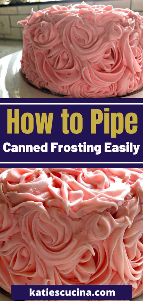 Improve Canned Frosting, How To Make Can Frosting Fluffy, How To Store Cake Before Frosting, Frosting With Store Bought Frosting, Can Icing Hacks, How To Make Canned Icing Better, How To Make Cake Decorating Icing From Canned Frosting, How To Thicken Store Bought Frosting, How To Improve Canned Frosting