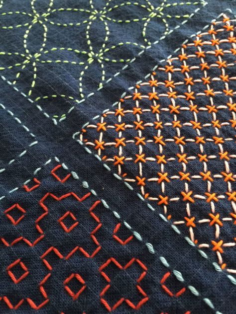 Handkerchief Embroidery, Boro Stitching, Sashiko Pattern, Tenun Ikat, Japanese Quilts, Sashiko Embroidery, Pola Sulam, Patchwork Quilting, Japanese Embroidery