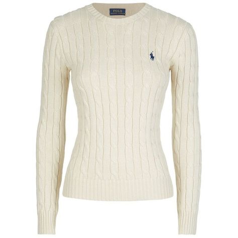 Polo Ralph Lauren Julianna Cable Knit Cotton Sweater ($170) ❤ liked on Polyvore featuring tops, sweaters, white cable knit sweater, white tops, polo ralph lauren, cableknit sweater and slim fit sweater Polo White Sweater, Cable Knit Ralph Lauren, Ralph Lauren White Sweater, Polo Cable Knit Sweater, Preppy Sweaters, Polo Knit Sweater, Shirts Preppy, Preppy Shirts, Ralph Lauren Knit Sweater