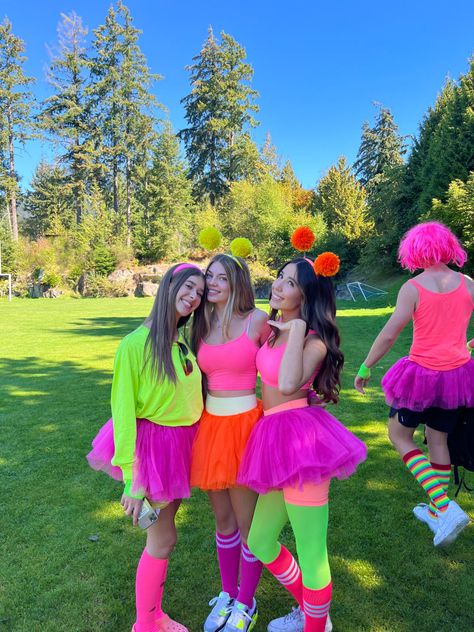 Full Moon Party Outfit Neon, Spirt Week Ideas Outfits Neon, Neon Tutu Outfit, 80s School Dance Outfit, Colorful Costumes For Women, 80 Themed Outfits, Neon Themed Dance Outfit, Neon Birthday Outfit Ideas, Neon Day At School Outfits