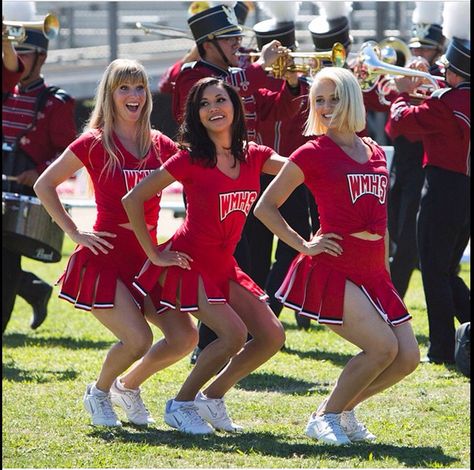 https://cheerleadercostume.co.za/glee-cheerleader-costume Brittany Pierce, The Unholy Trinity, Glee Santana And Brittany, Brittany And Santana, Naya Rivera Glee, Unholy Trinity, Diana Agron, Glee Fashion, Quinn Fabray