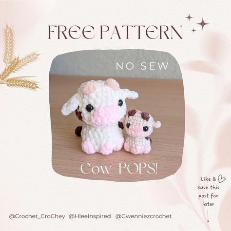 GwenniezCrochet | 🐥Ome-let’s set this NO-SEW pattern FREE: We hope this will tickle your feather! 🪶 We : @crochet_crochey and @gwenniezcrochet present to… | Instagram Brown Cow Crochet Pattern Free, Fast Crochet Amigurumi Patterns, New Sew Amigurumi, Crochet Cow Pattern Free Amigurumi Mini, Mini Amigurumi Free Pattern No Sew, Mini Cow Amigurumi Free Pattern, No Sewing Crochet Pattern, Free Cow Crochet Pattern Amigurumi, Easy Amigurumi Free Pattern Beginner No Sew