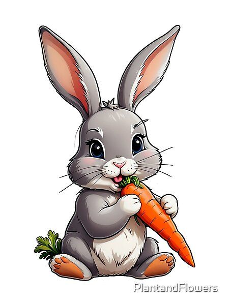 Illustration Lapin, Rabbit Eating Carrot, Cute Rabbit Illustration, Uskrsnje Ideje, Magnet Poster, Bunny Coloring, Rabbit Clipart, Eating Carrots, Rabbit Eating