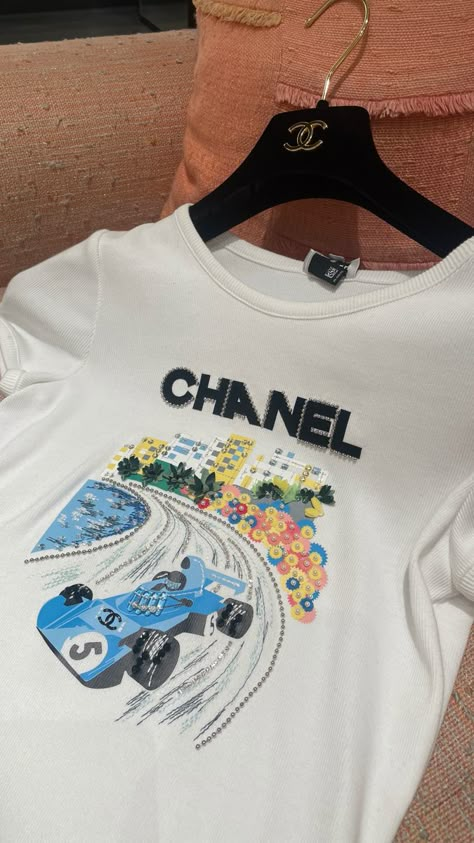 Ferrari Top, Chanel Tee, Into Fashion, Embroidery Ideas, Dream Clothes, F 1, Spring Summer Outfits, Elegant Outfit, Monte Carlo