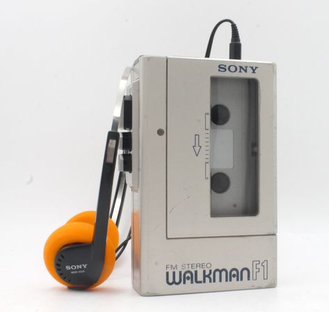 Vintage Sony Walkman F1 1980s personal stereo cassette tape player FM/AM radio metallic silver chrome with headphones refurbished VG Japan by deckvintage on Etsy Cassette Tape Player, Metal Tape, Sony Walkman, Am Radio, Retro Gadgets, Concept Car Design, Cassette Player, Silver Chrome, Stereo Headphones