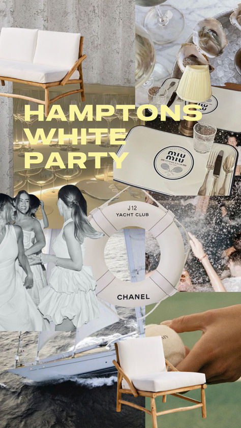 Hamptons Party Theme, All White Hamptons Party, Hamptons Party Aesthetic, The Hamptons Bachelorette Party, Hamptons White Party Theme, White Hamptons Party, Hampton White Party, Hamptons White Party Aesthetic, Hamptons White Party