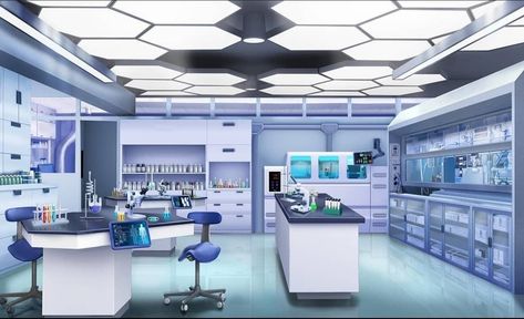 Gacha Backgrounds Lab, Lab Room Aesthetic, Science Lab Drawing Reference, Modern Laboratory Design, High Tech Laboratory, Bloxburg Laboratory, Anime Lab Background, Tech Lab Aesthetic, Tech Lab Design