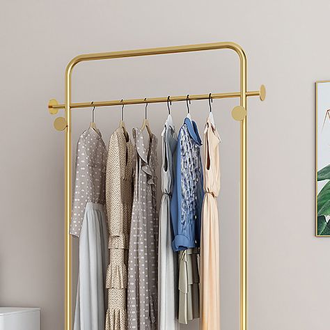 Metal Clothing Rack Freestanding Cloth Rail Rack with Hooks & Marble Base in Gold Glam Entryway, Metal Coat Hangers, Entryway Coat Rack, Hall Stand, Make Up Desk Vanity, Clothes Stand, Metal Clothing, Garment Racks, Hook Design