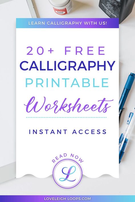 Looking for free printable calligraphy worksheets for beginners? Browse these free beginners worksheets from Loveleigh Loops! Whether you need a faux calligraphy worksheet, a worksheet with big lines, an alphabet practice sheet, or a printable PDF for flourished calligraphy, this value of free printables from Loveleigh Loops has you covered. Download your free printables now! Calligraphy Worksheets Free, Calligraphy For Beginners Worksheets, Calligraphy Practice Sheets Free, Free Lettering Worksheets, Calligraphy Worksheets, Alphabet Practice Sheets, Letters Tattoo, Letters Ideas, Calligraphy Printables